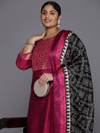 Sztori Plus Size Yoke Design Regular Patchwork Kurta With Trousers & Dupatta | Grocsy