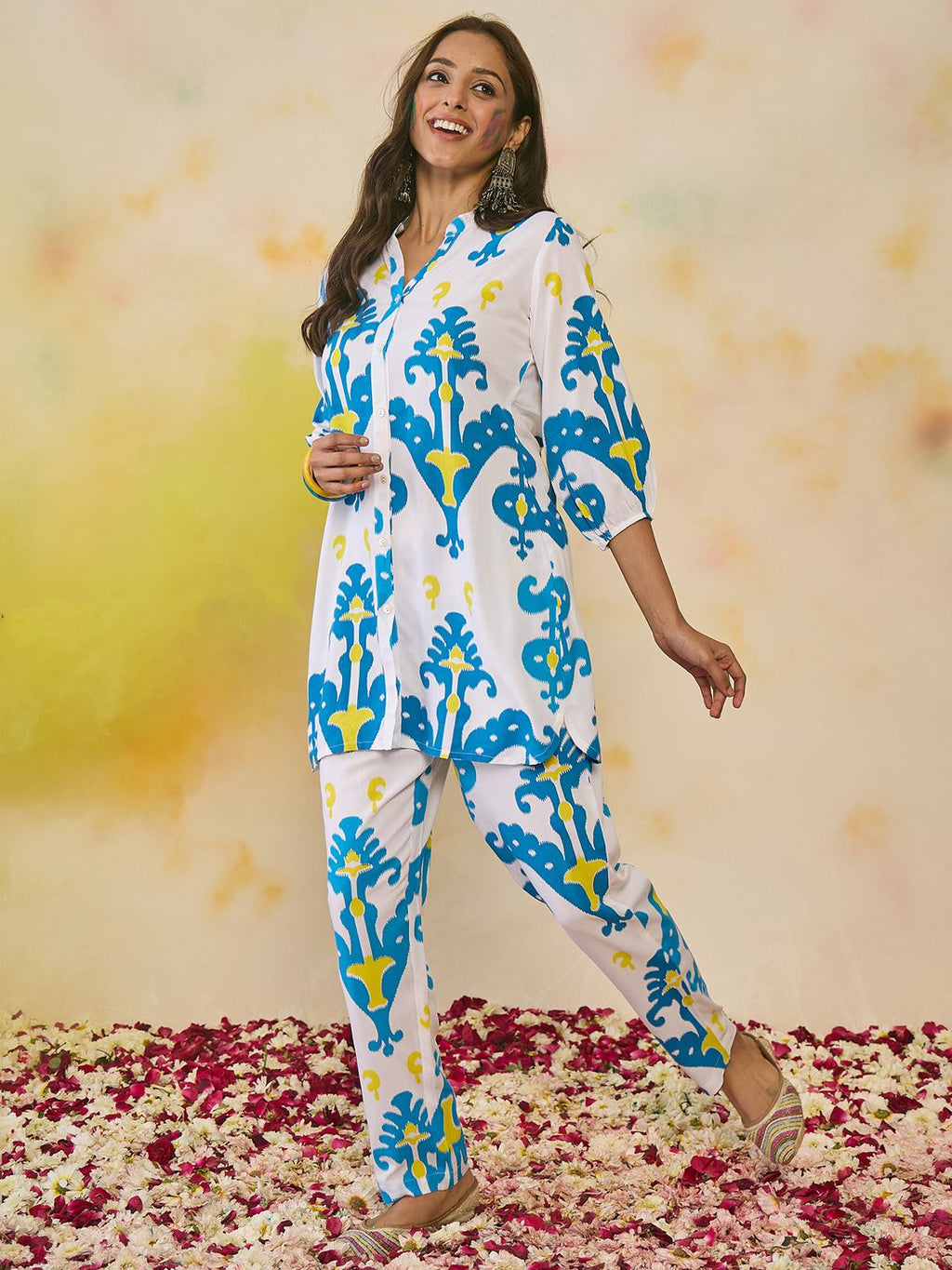 Indo Era Women Printed Regular Kurti with Trousers | Grocsy