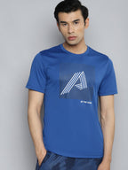 Alcis Men Blue Typography Printed Slim Fit Training Or Gym T-shirt | Grocsy