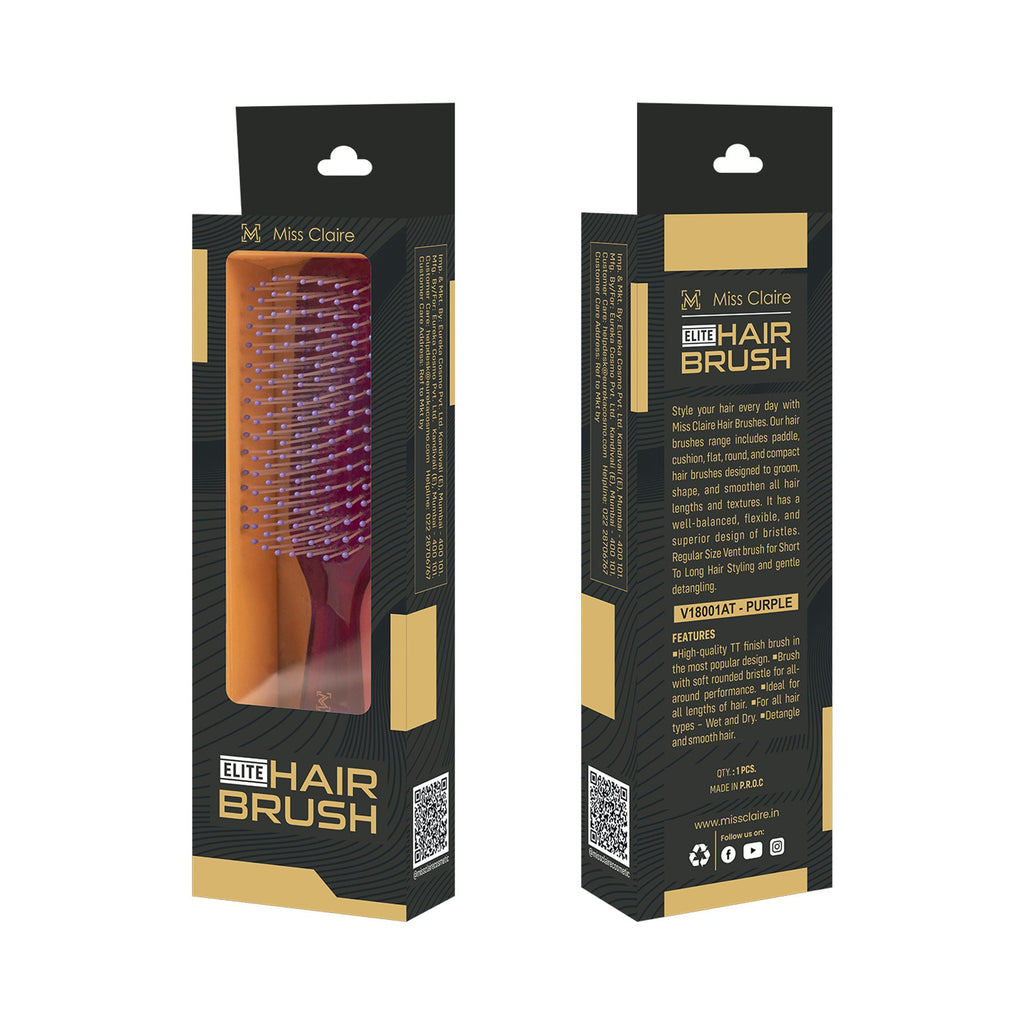 Miss Claire V18001At Flat Hair Brush - Purple | Grocsy