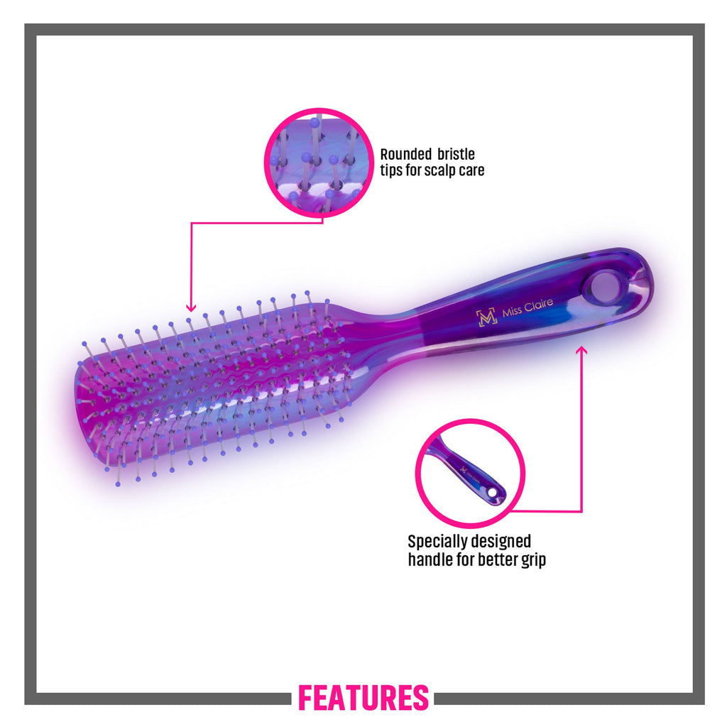 Miss Claire V18001At Flat Hair Brush - Purple | Grocsy