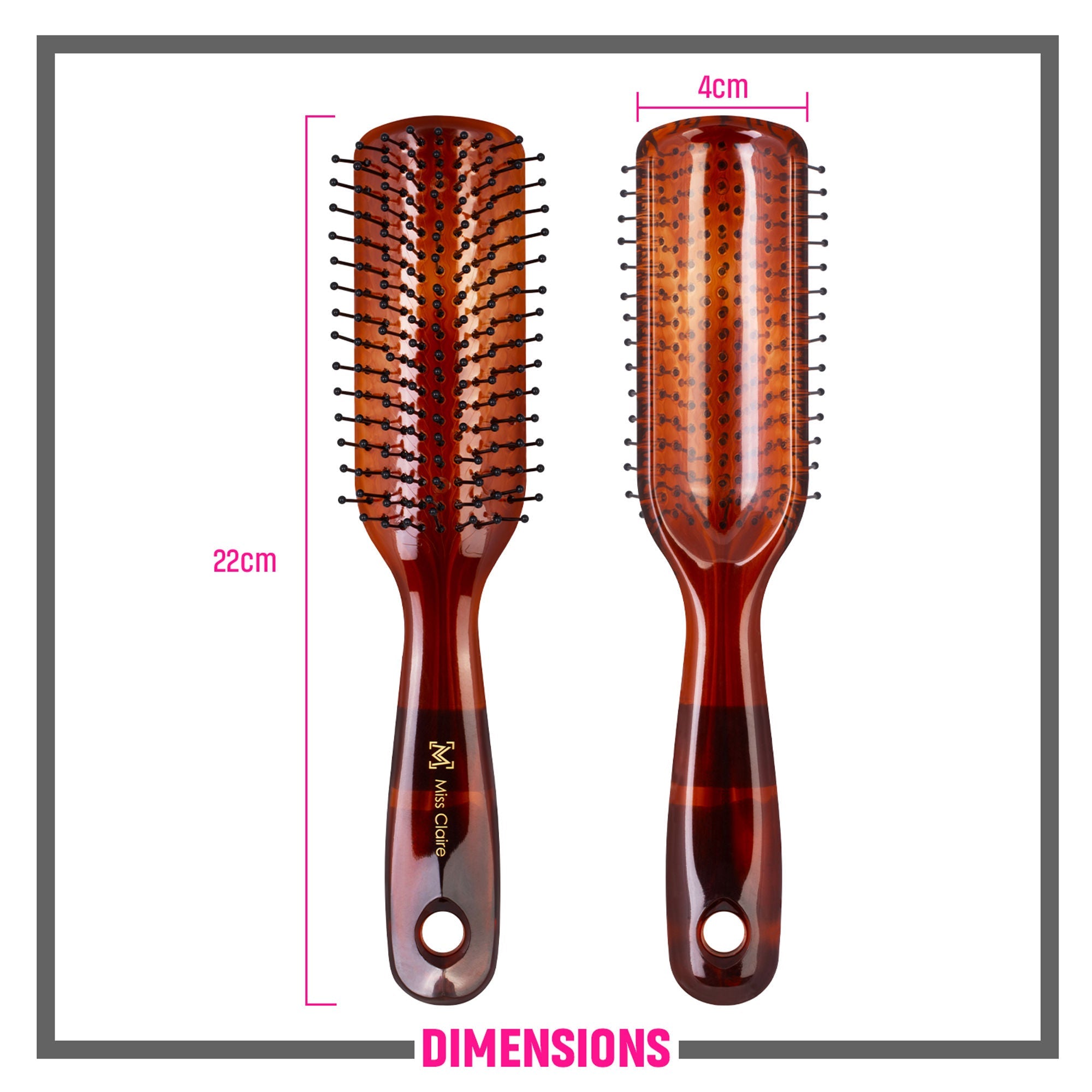 Miss Claire V18001At Flat Hair Brush - Shell | Grocsy