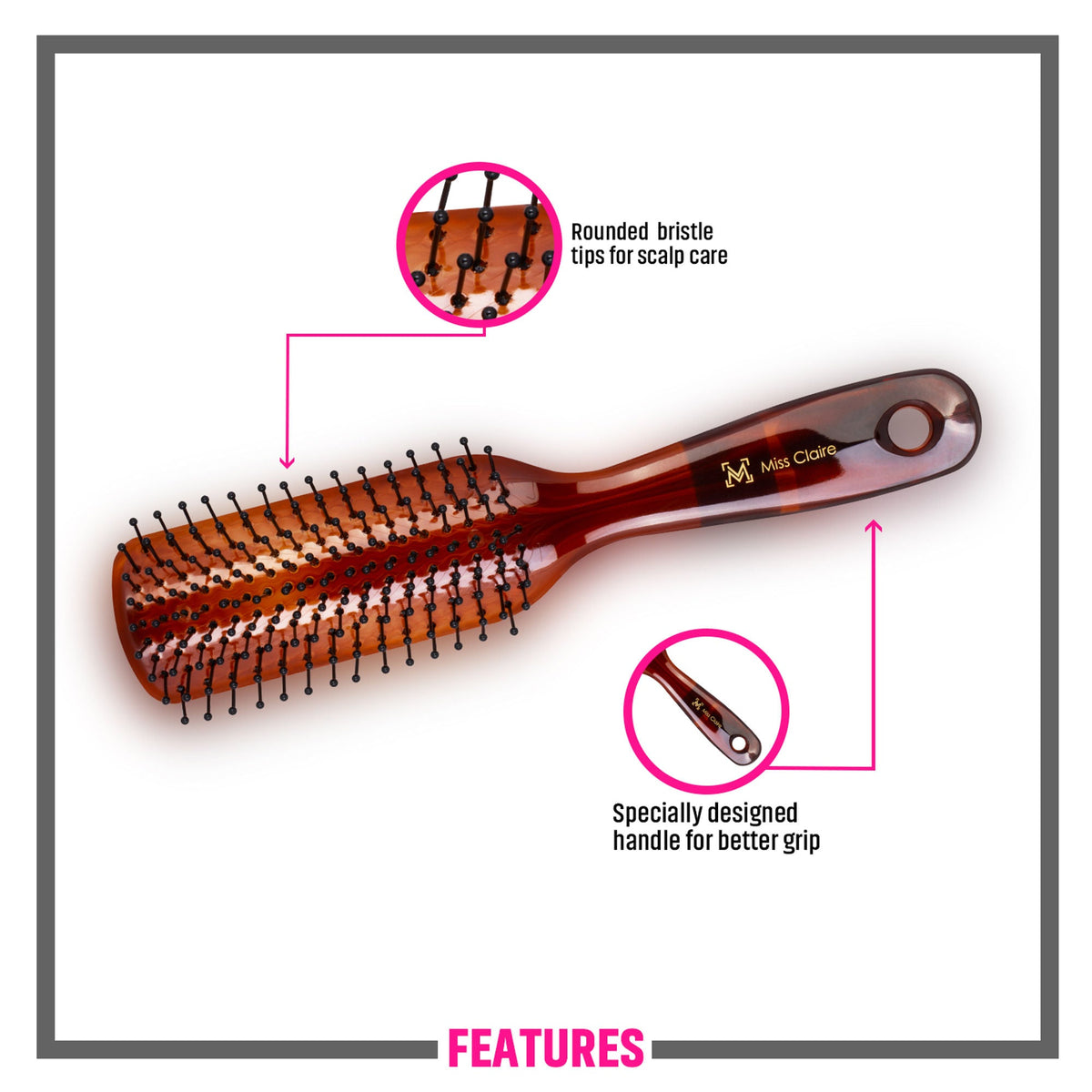 Miss Claire V18001At Flat Hair Brush - Shell | Grocsy