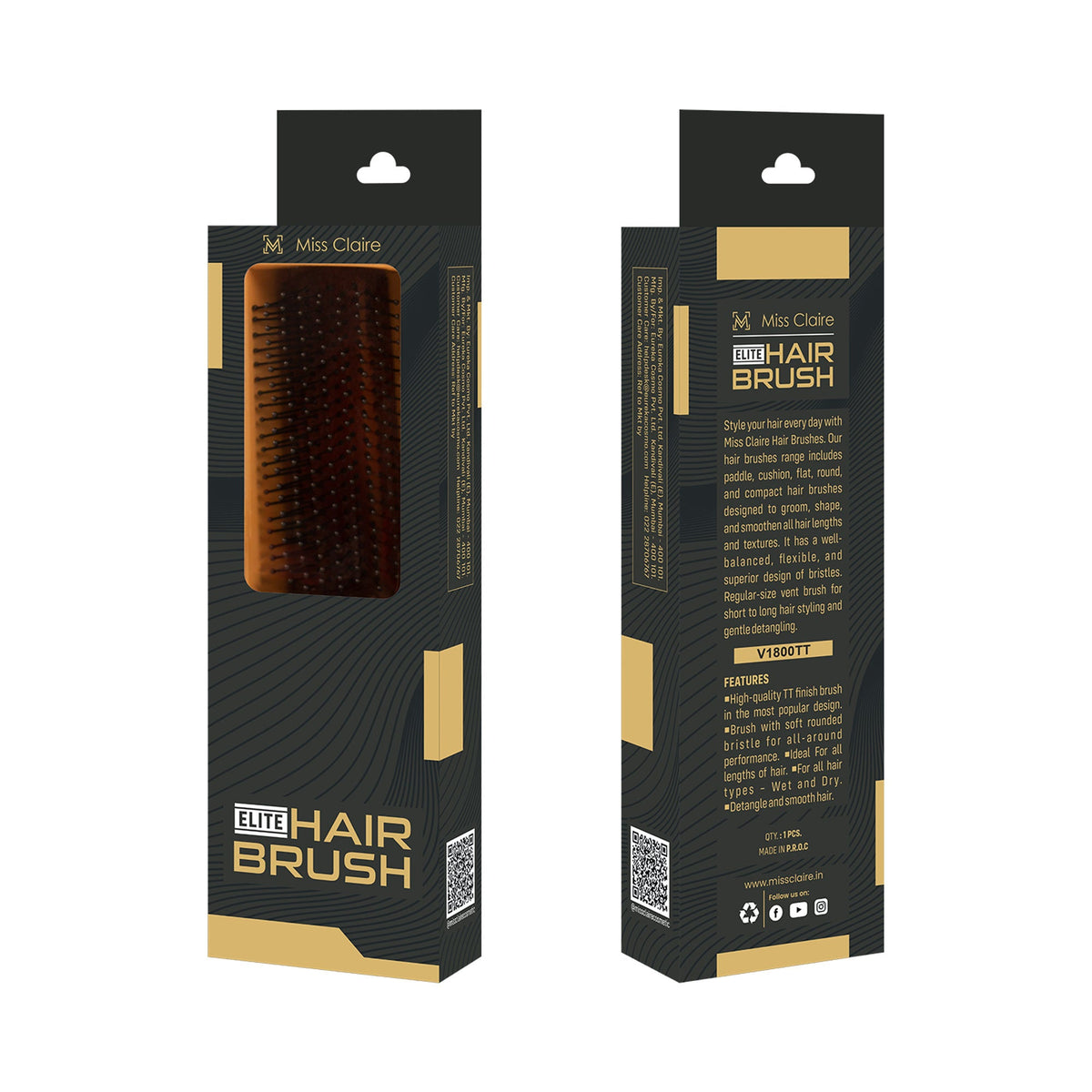 Miss Claire V1800Tt Flat Hair Brush | Grocsy