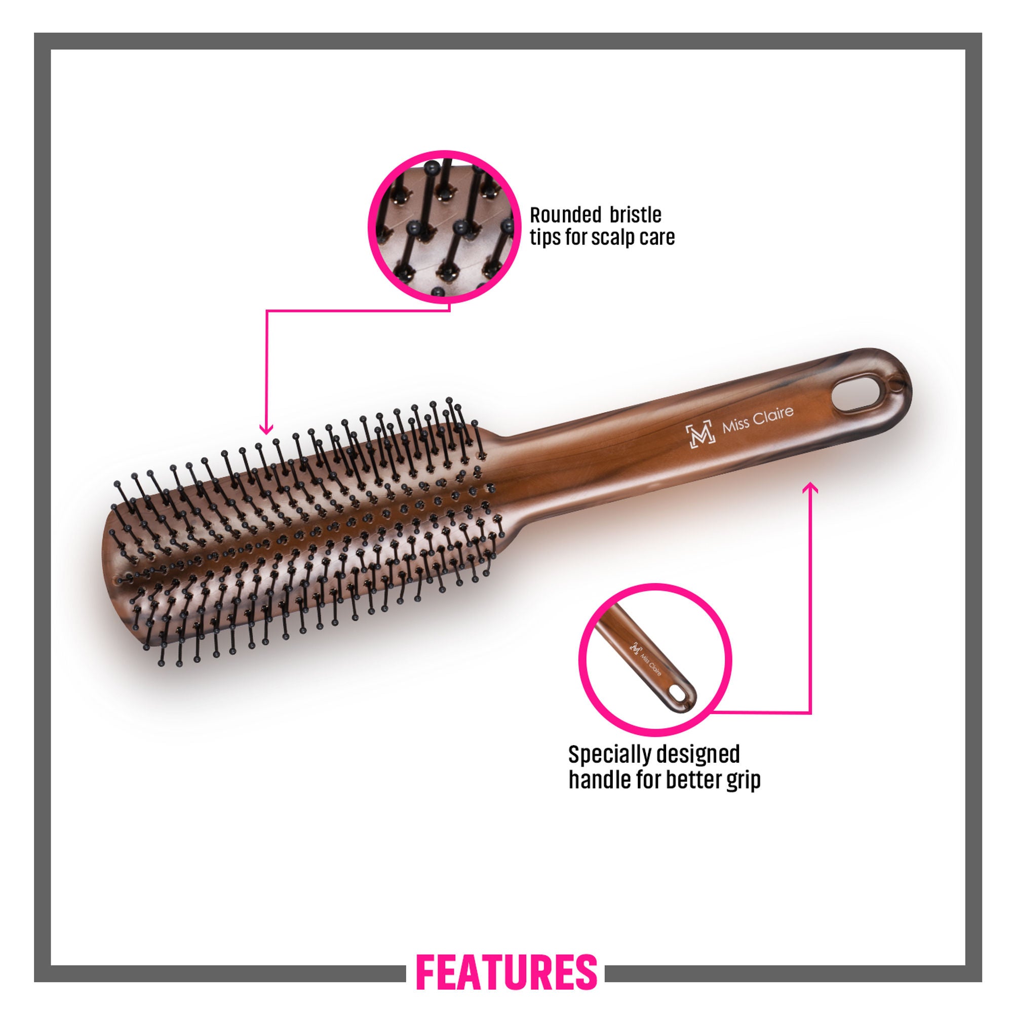 Miss Claire V1880F Flat Hair Brush | Grocsy