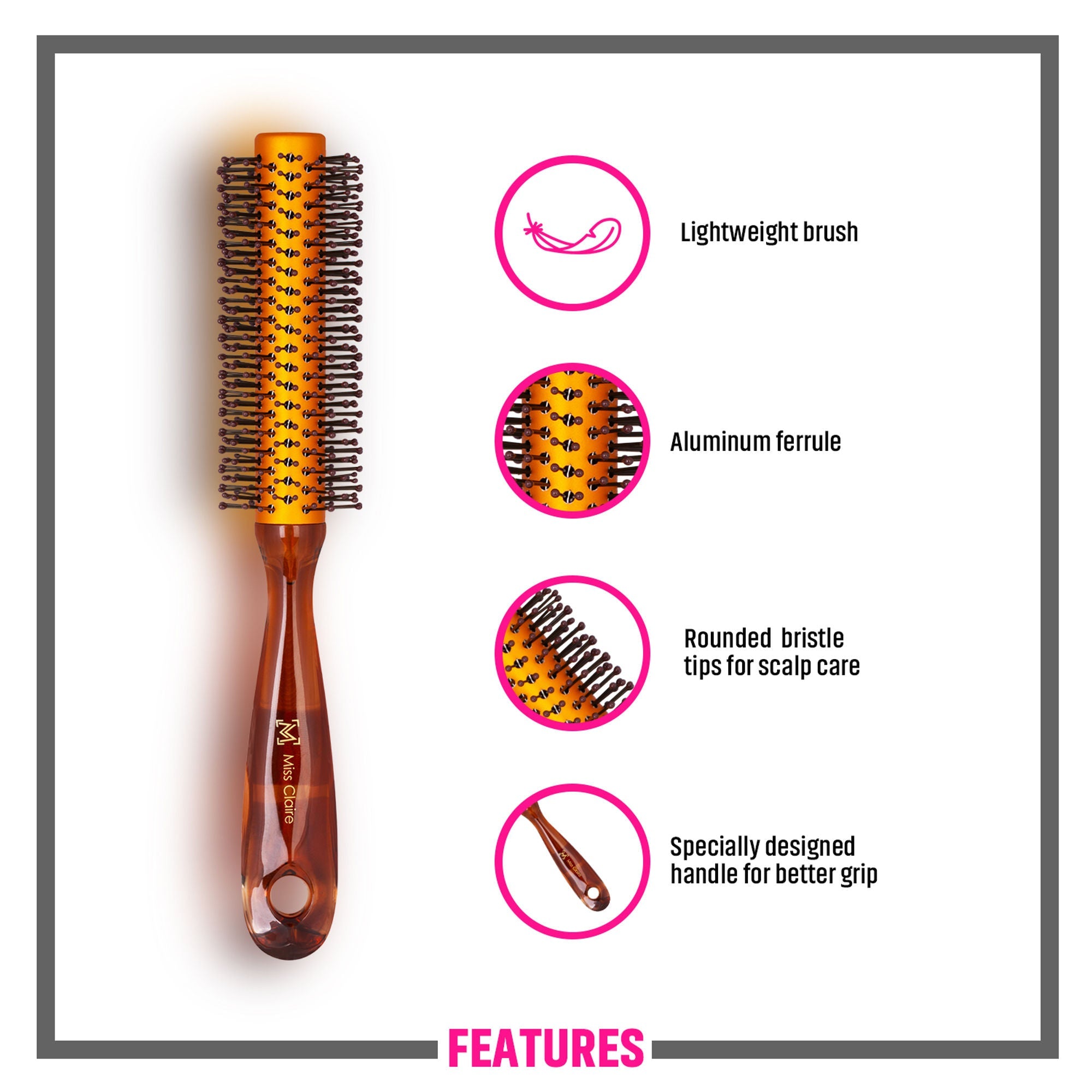 Miss Claire R67003Tta Round Hair Brush | Grocsy