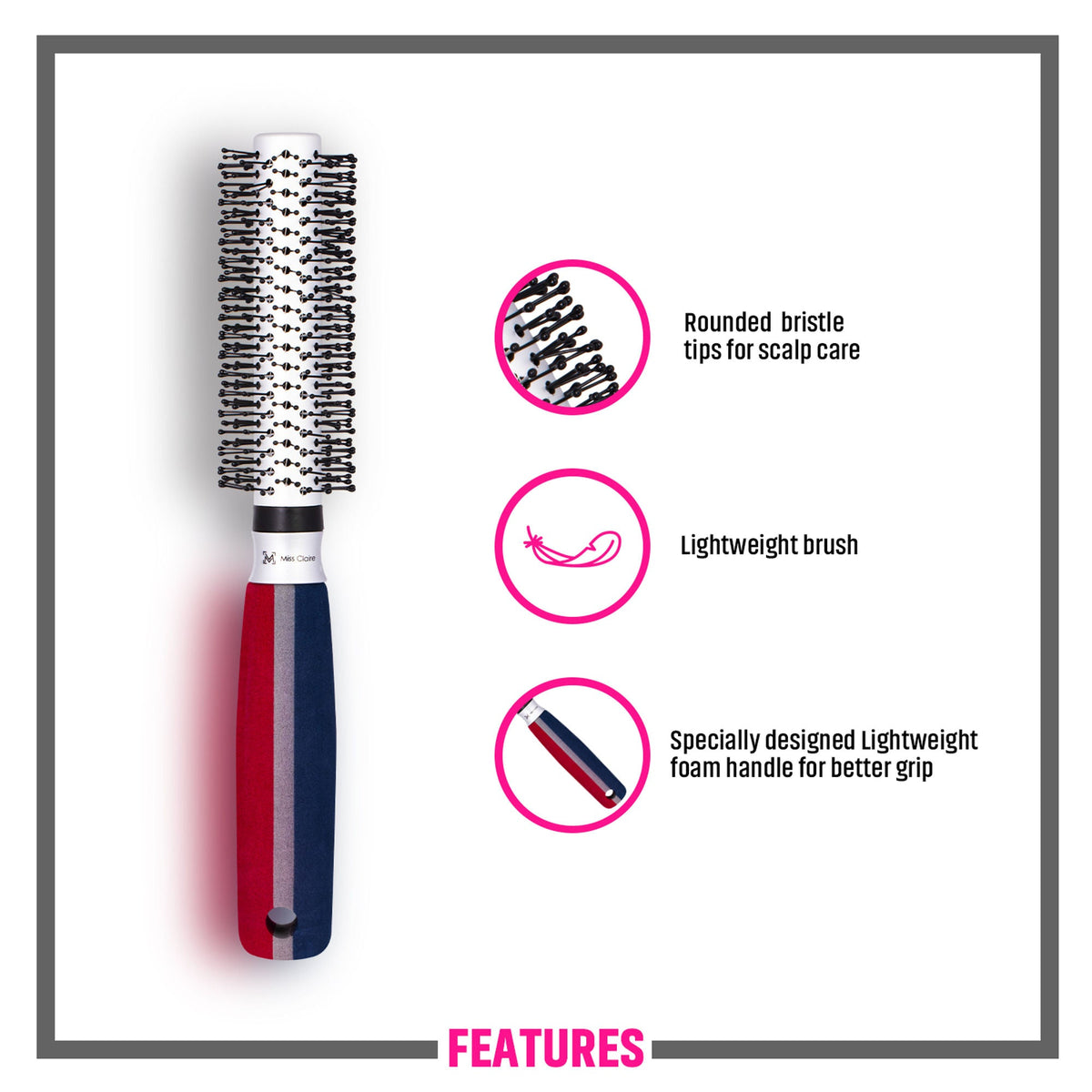Miss Claire R9802Evsa Round Hair Brush | Grocsy