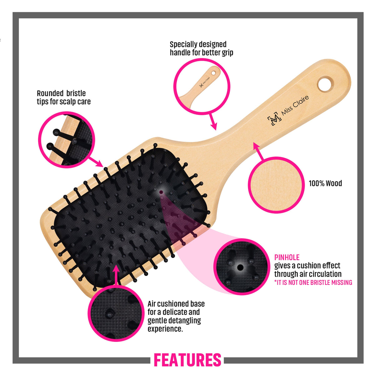 Miss Claire P79R1N Paddle Hair Brush | Grocsy