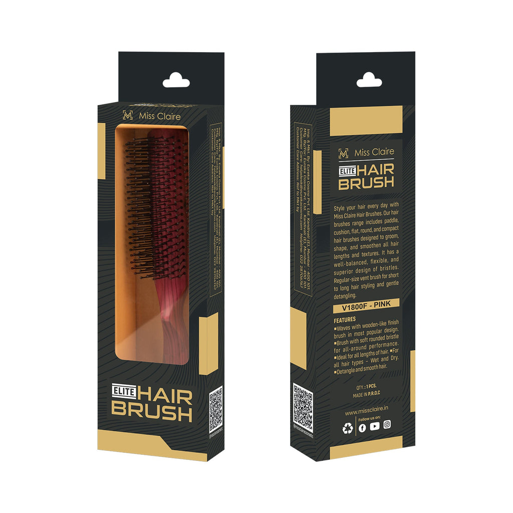 Miss Claire V1800F Flat Hair Brush - Pink | Grocsy