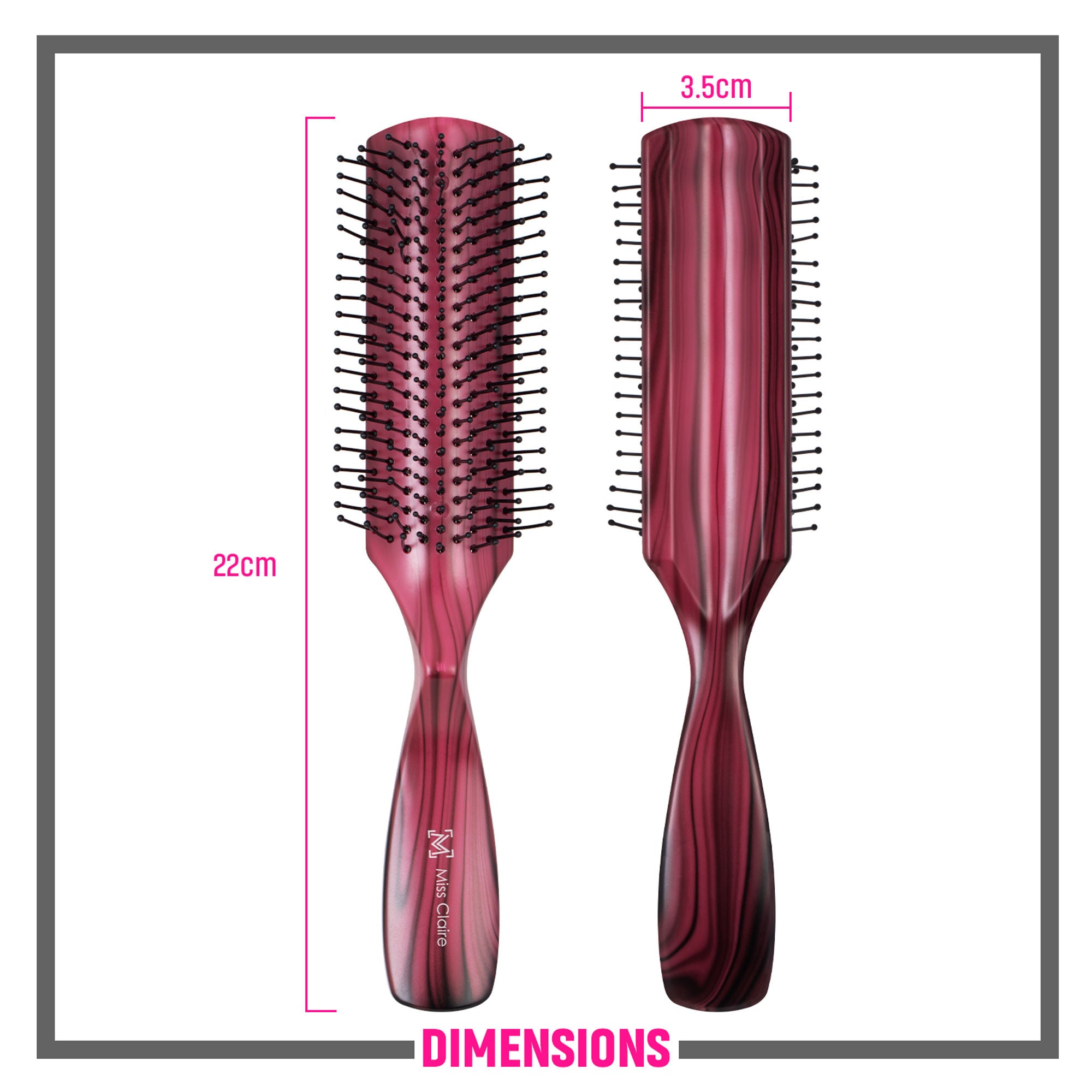 Miss Claire V1800F Flat Hair Brush - Pink | Grocsy