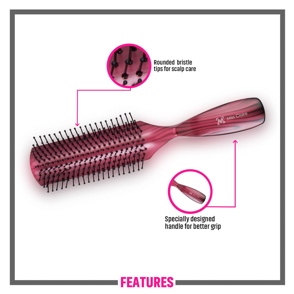 Miss Claire V1800F Flat Hair Brush - Pink | Grocsy