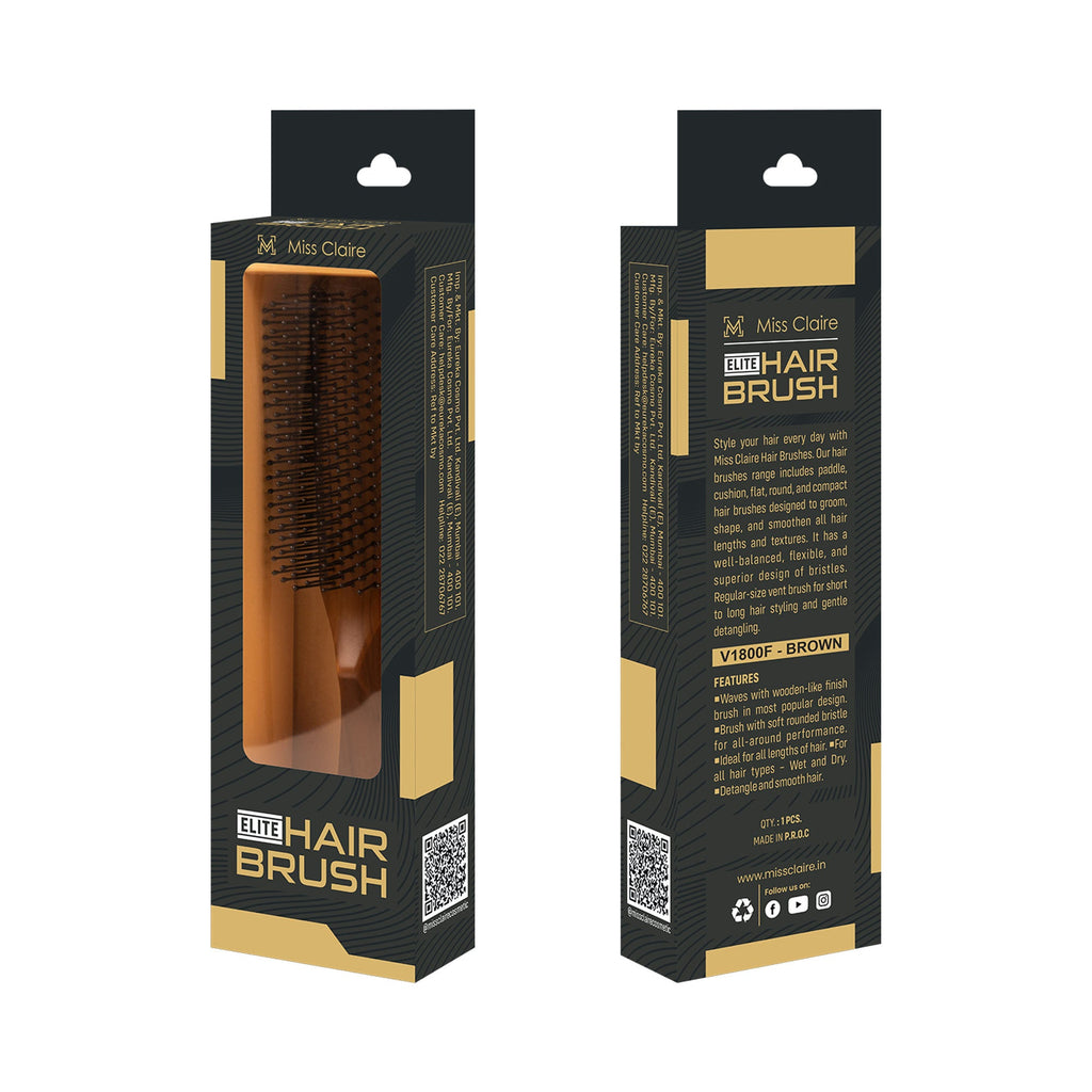 Miss Claire V1800F Flat Hair Brush - Brown | Grocsy