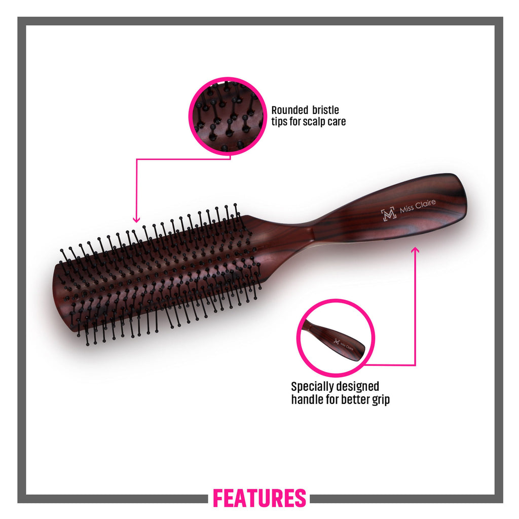 Miss Claire V1800F Flat Hair Brush - Rosewood | Grocsy