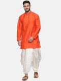 Sethukrishna Men Orange Kurta with Dhoti Pants | Grocsy