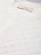 House of Pataudi Men Chikankari Embroidered Pure cotton Jashn Kurta with Churidar | Grocsy