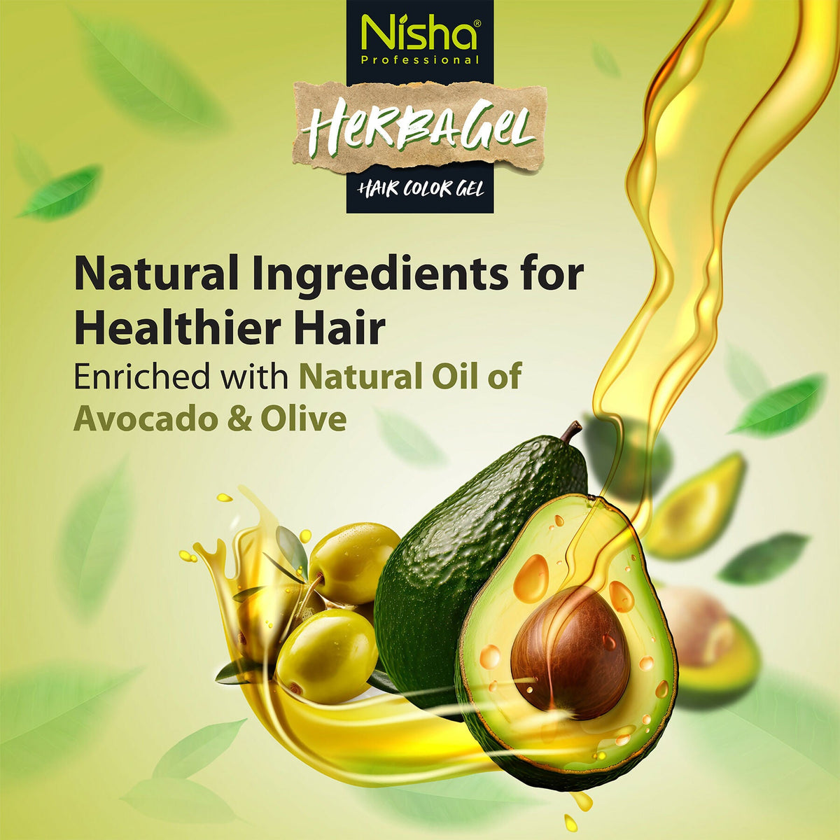 Nisha Herba Care Hair & Beard Colour Gel (Colorant + Developer), Original Black | Grocsy