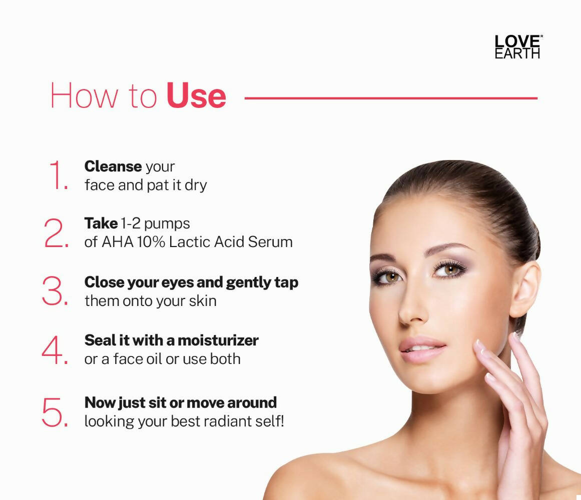 Love Earth AHA 10% Lactic Acid Serum | Grocsy