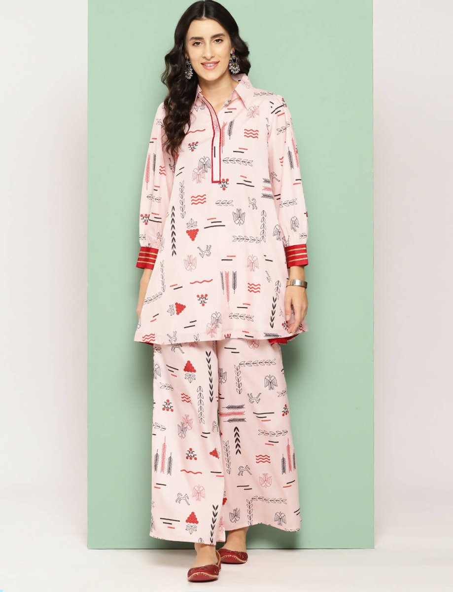 Ahalyaa Women's Traditional Wear Co-ods - Peach | Grocsy
