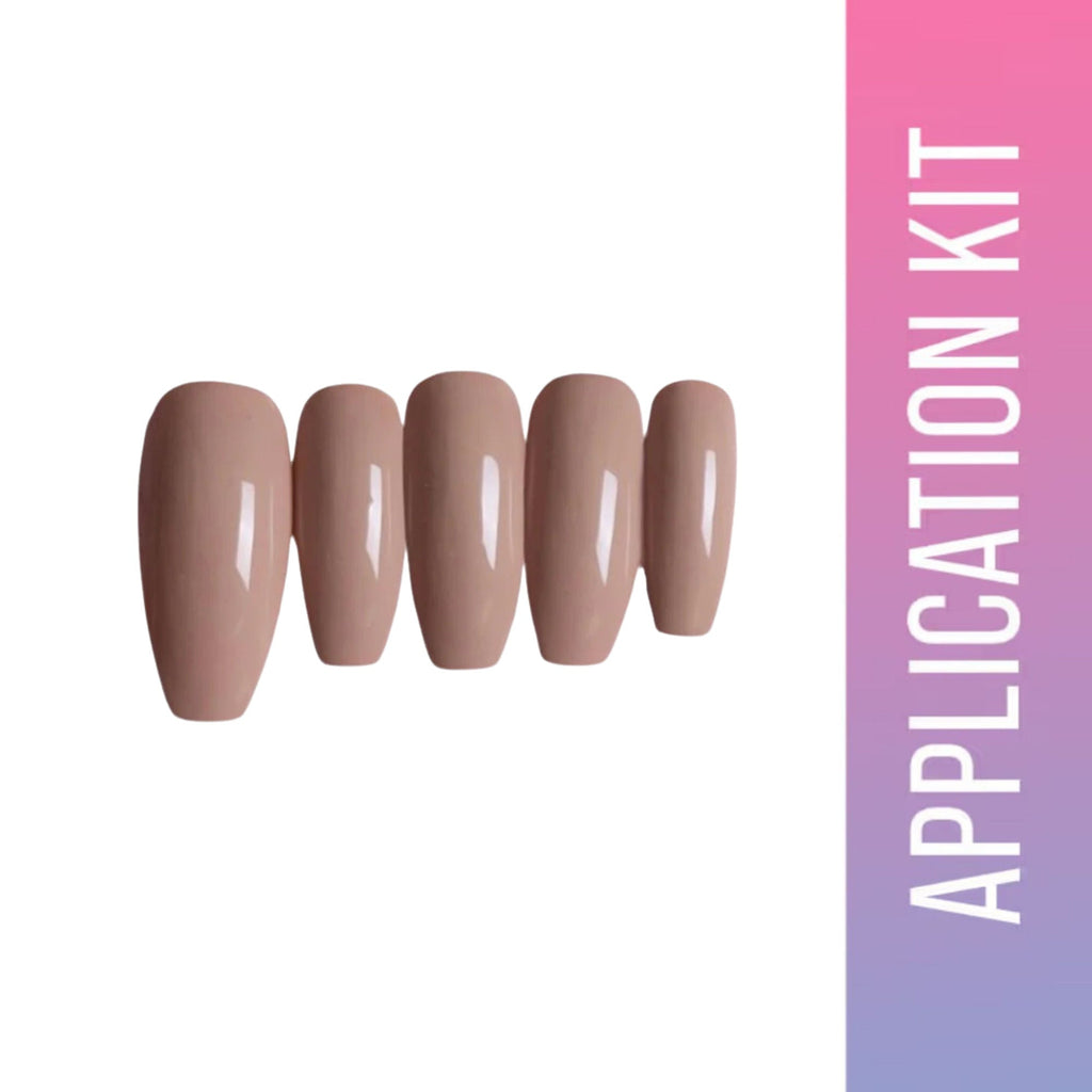 SOEZI Beige Craze Reusable Press On Nails - Application Kit | Grocsy