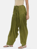Souchii Olive Green Woven Design Patiala | Grocsy