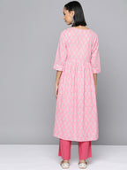HERE&NOW Ethnic Motifs Printed Sequined Detail Angrakha Kurta | Grocsy
