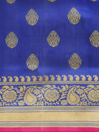 Saree Mall Pink & Blue Paisley Print Half & Half Saree | Grocsy