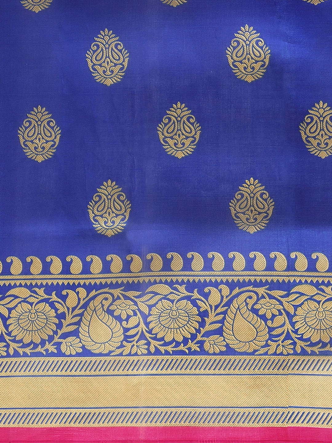 Saree Mall Pink & Blue Paisley Print Half & Half Saree | Grocsy
