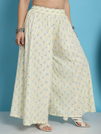 TAG 7 Ethnic Motifs Printed Pure Cotton Flared Ethnic Palazzo | Grocsy