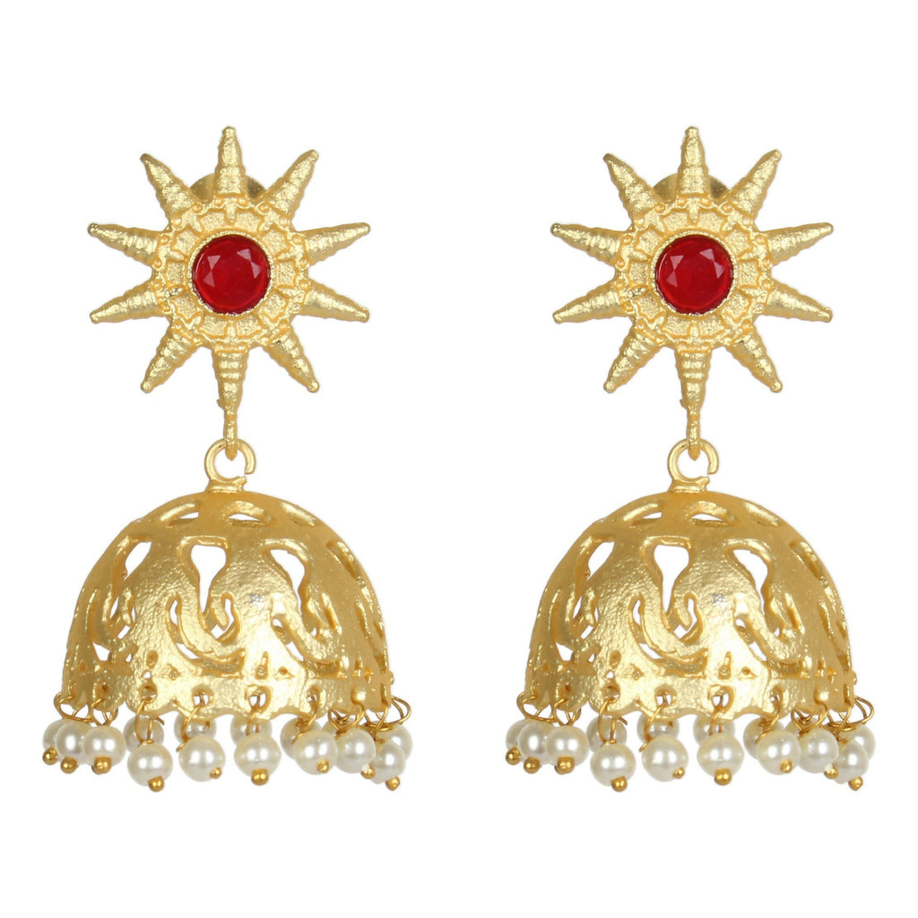 Joban Fashion Women Matte Gold Brass Jhumka | Grocsy