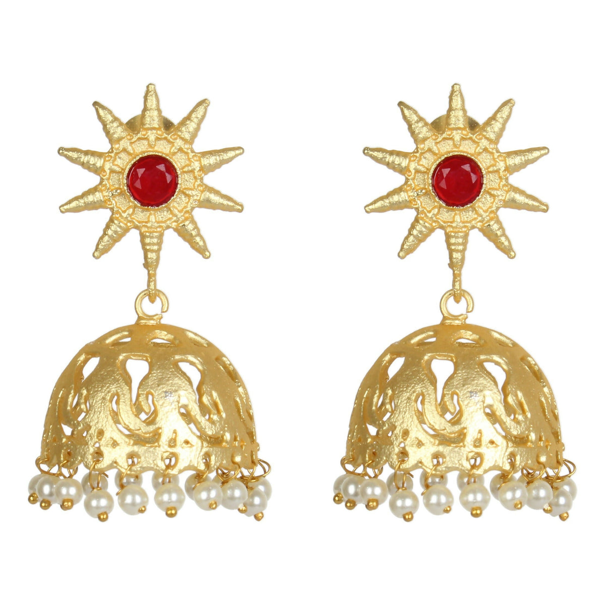 Joban Fashion Women Matte Gold Brass Jhumka | Grocsy
