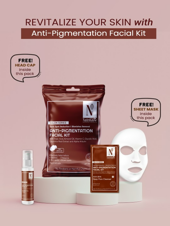 Nutriglow Advanced Organics Unisex Salon Series Anti-Pigmentation Facial Kit | Grocsy