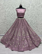 Jyoti Fashion Women's Pyazi Bridal Net Fancy Dori, Multi Thread, Hand Mirror and Diamond Work Wedding Lehenga Choli | Grocsy