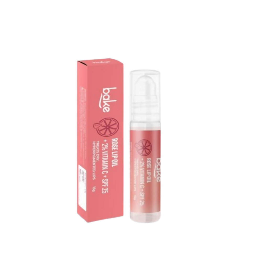 Bake 2% Vitamin C Tinted Rose Lip Balm Oil For Dark Pigmented Lips With SPF 25 PA+++ | Grocsy