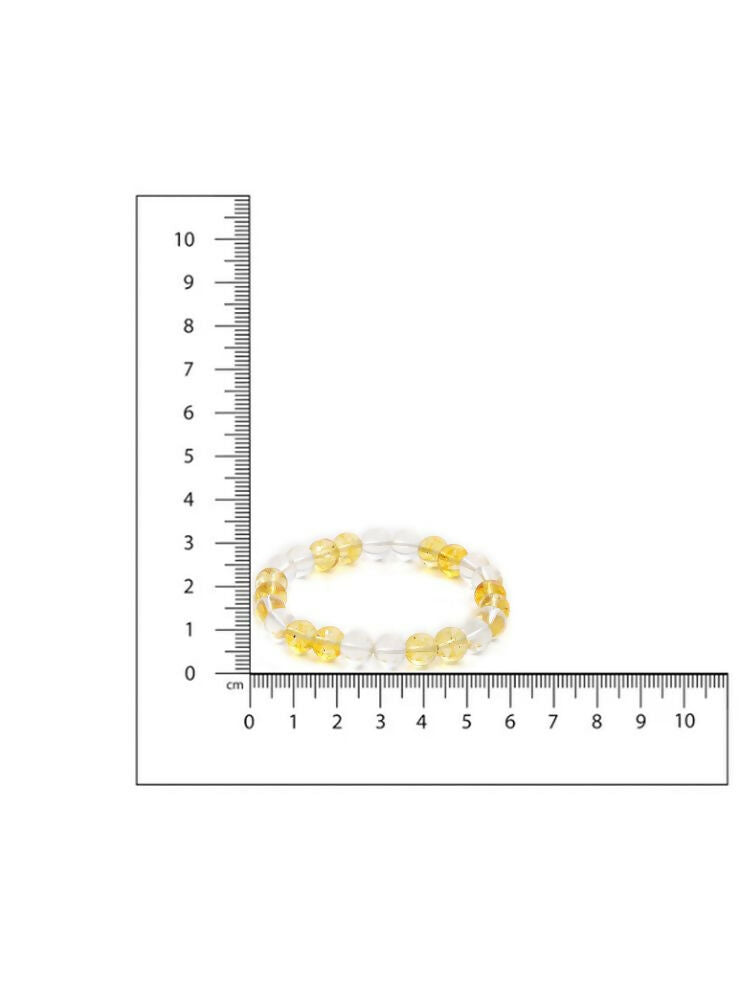 Clear Quartz & Citrine Yellow and White Beads Bracelet - Ruby Raang | Grocsy