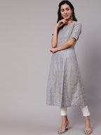 Aks Ethnic Motif Woven Design Jacquard A-Line Kurta | Grocsy