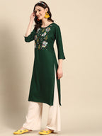 Sangria Ethnic Motif Embroidered Thread Work Thread Work Kurta | Grocsy