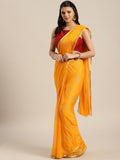 Saree Mall Mustard Yellow & Gold Printed Saree | Grocsy