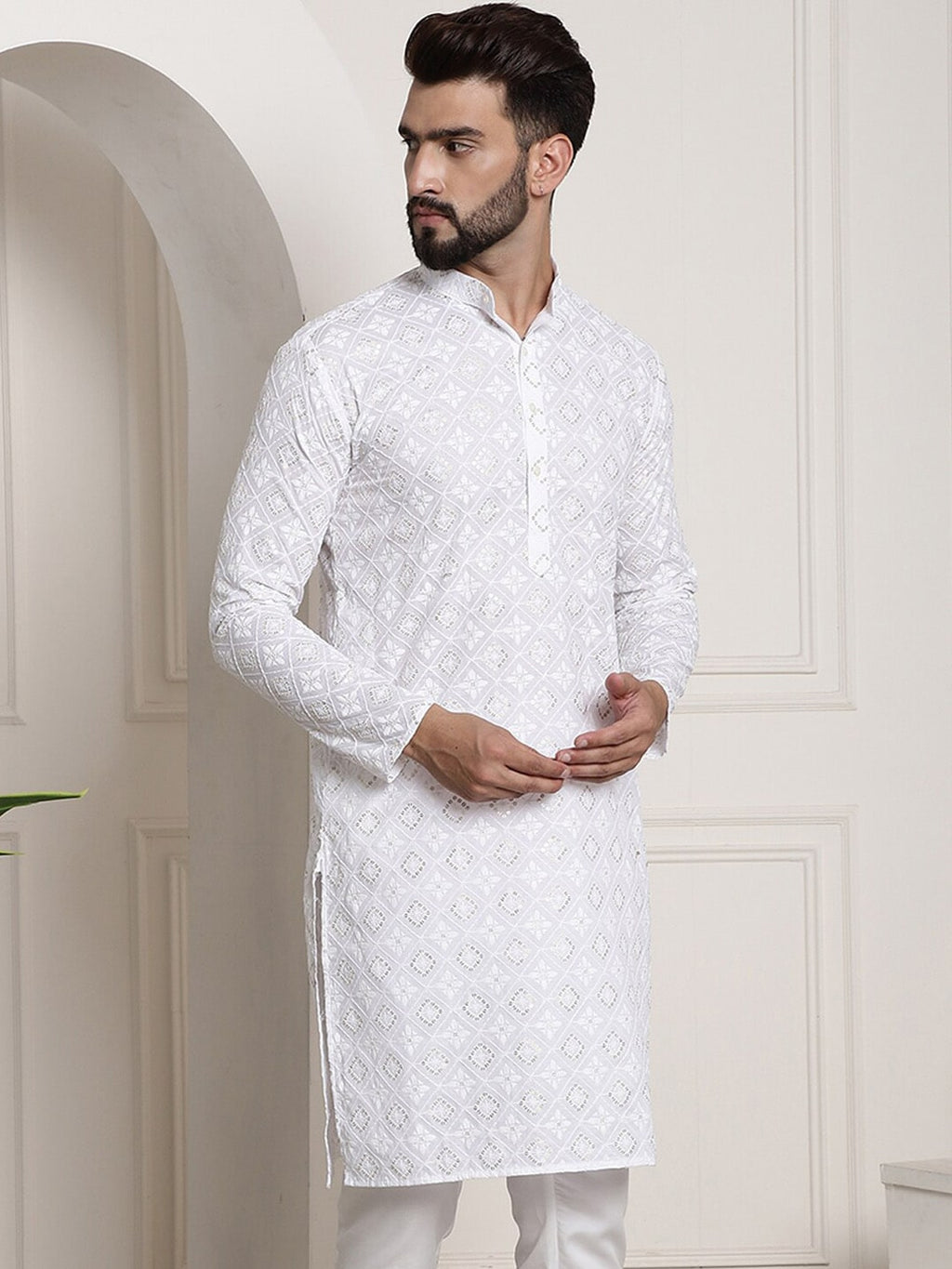 Sojanya Printed Chikankari Kurta | Grocsy