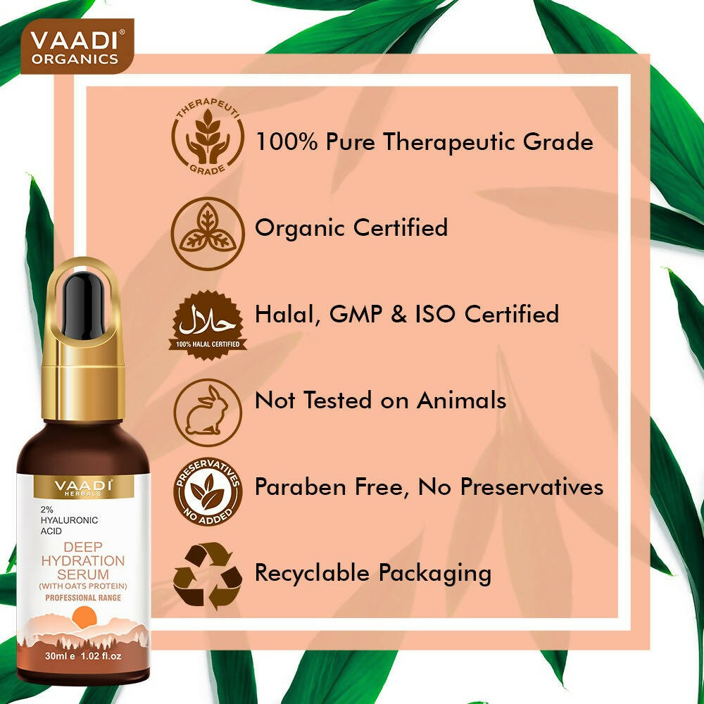 Vaadi Herbals Deep Hydration Serum With 2% Hyaluronic Acid & Oats Protein | Grocsy
