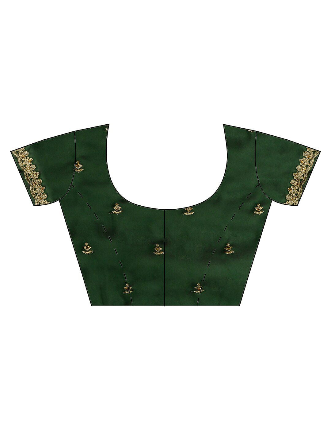 kasee Green & Gold-Toned Floral Embroidered Art Silk Saree | Grocsy