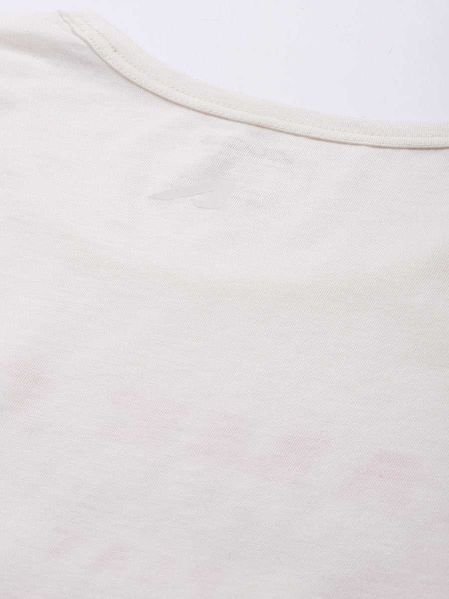 Alcis Men Off White Typography Printed Slim Fit Gym T-shirt | Grocsy