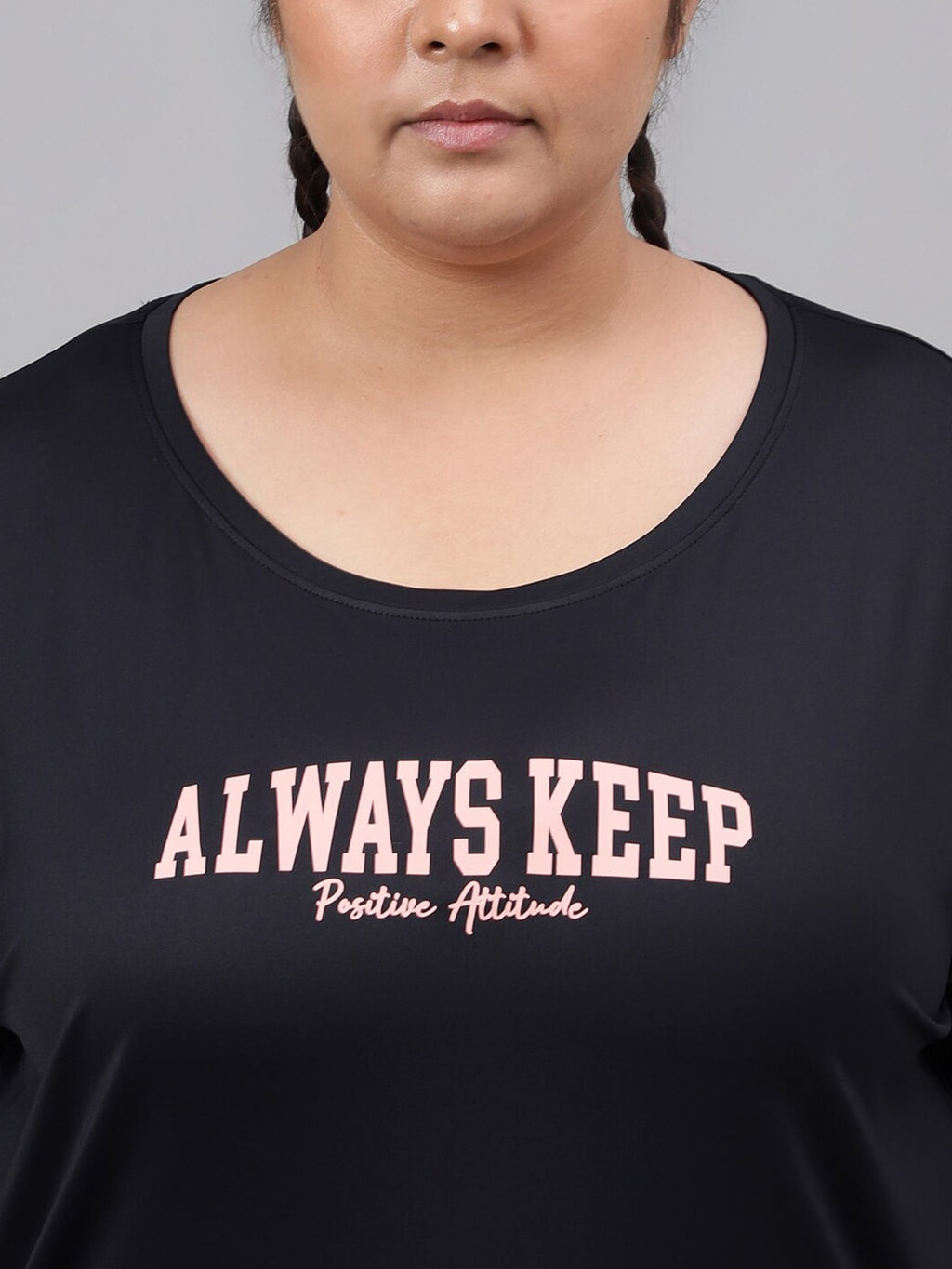 MKH Plus Size Typography Printed Relaxed Fit Dri FIT T-shirt | Grocsy