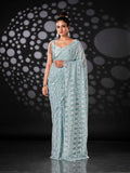 Tikhi Imli Blue Woven Design Ready to Wear Saree | Grocsy