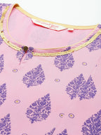 All About You Women Pink Ethnic Motifs Printed Pure Cotton Kurta with Trousers & Dupatta | Grocsy