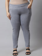 TAG 7 Women Grey Plus size Solid Ankle-Length Leggings | Grocsy
