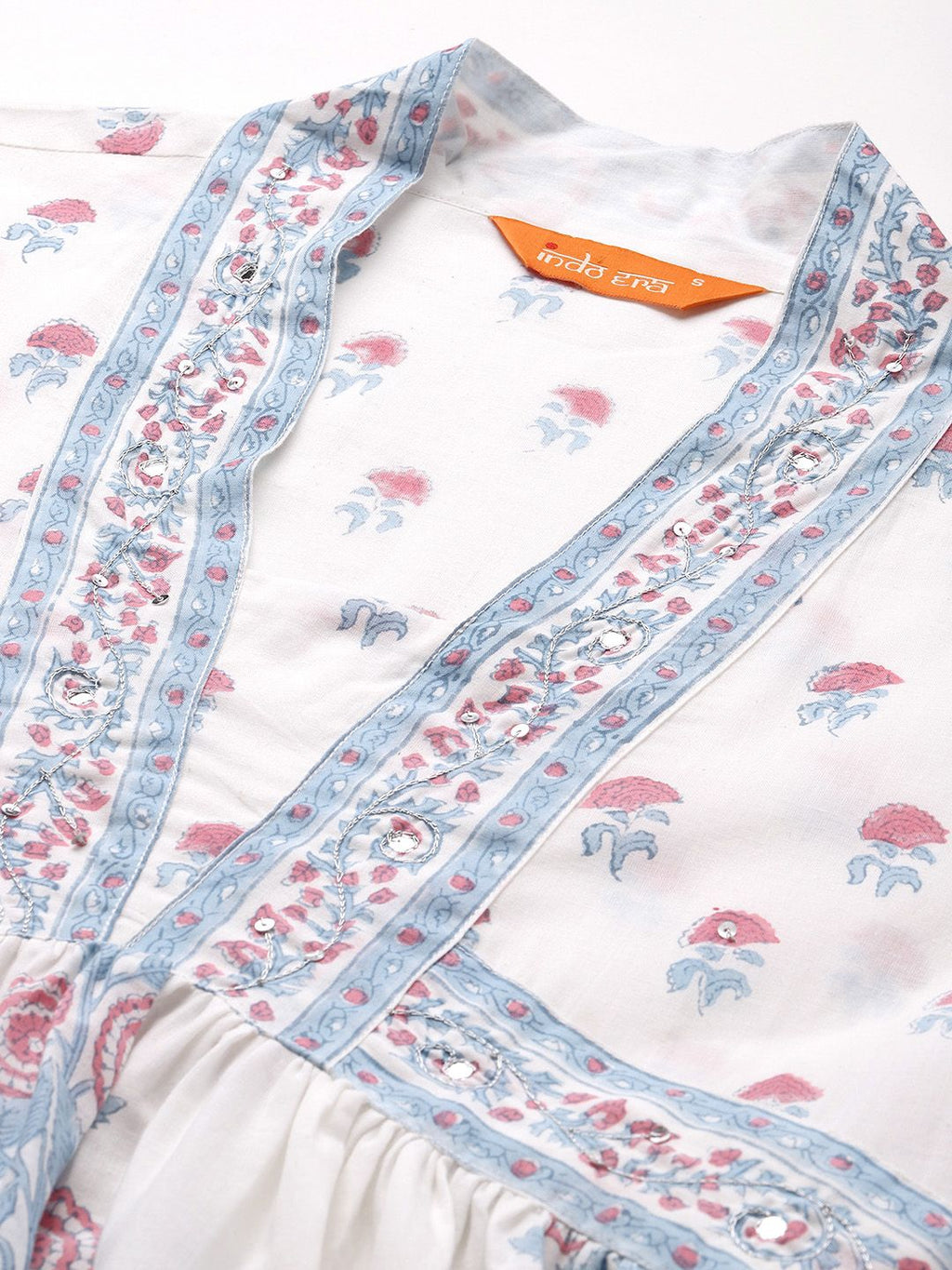 Indo Era Floral Printed Pure Cotton Kurta with Trousers & Dupatta | Grocsy