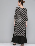HERE&NOW Women Black & White Floral Printed Kurta | Grocsy