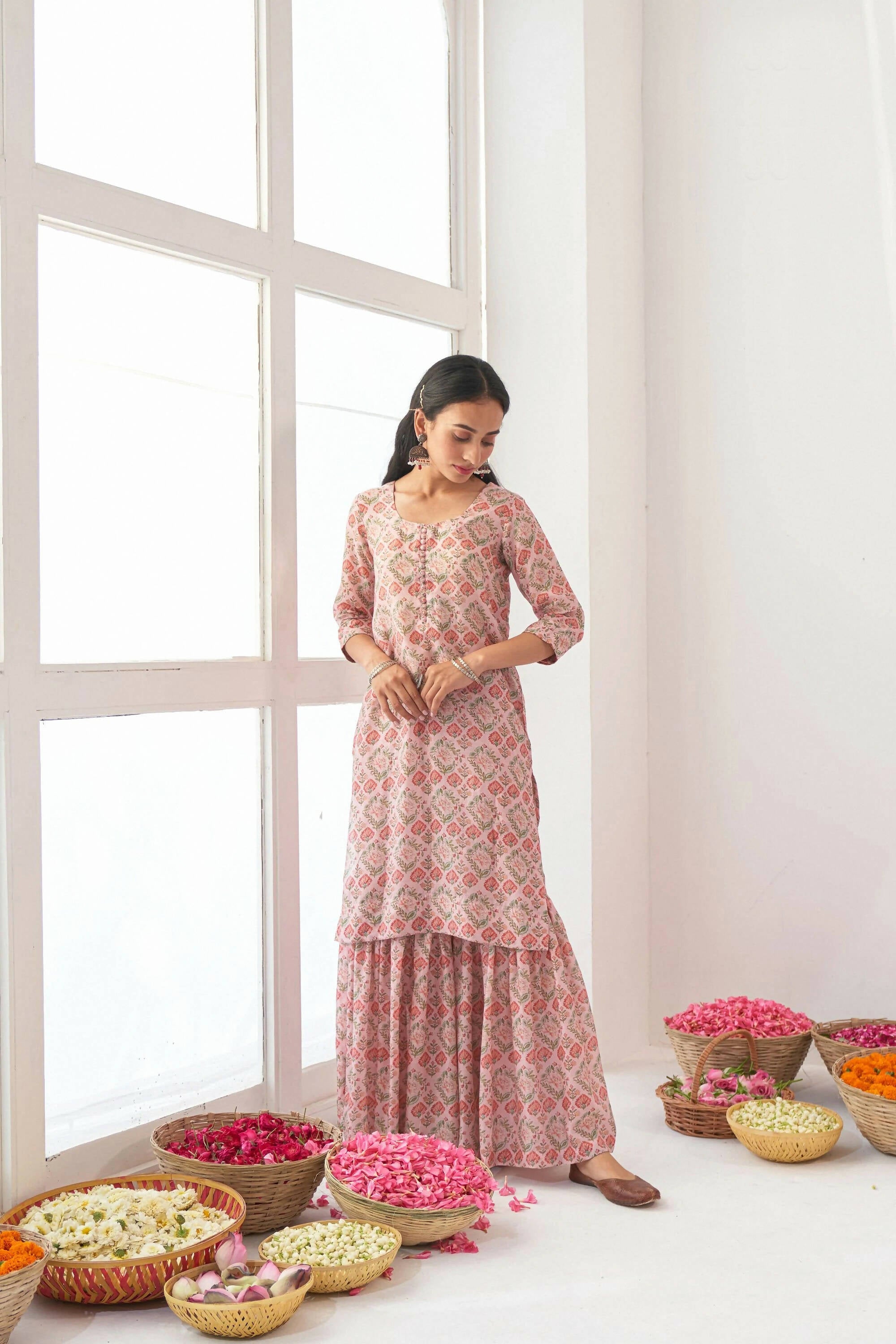 Designer Stylish Pink Muslin Stitched Suit With Dupatta - Anbazaar | Grocsy