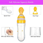 Safe-O-Kid Easy Squeezy Silicone Food Feeder Spoon (Soft Tip) Bottle- Yellow- 90mL | Grocsy