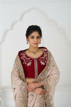 Kesar Fab Chiku Color Stunning Fendi Silk With Zari & Sequins Elegance Saree | Grocsy